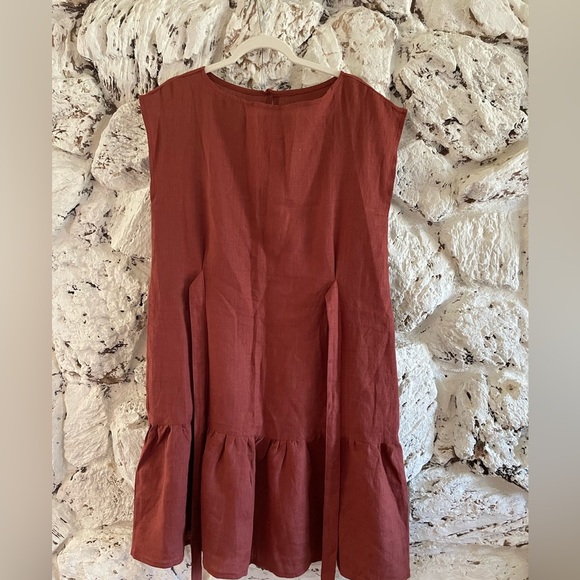 TERRACOTTA/OCHRE Linen Dress - Anthropologie Style - Picture 1 of 4